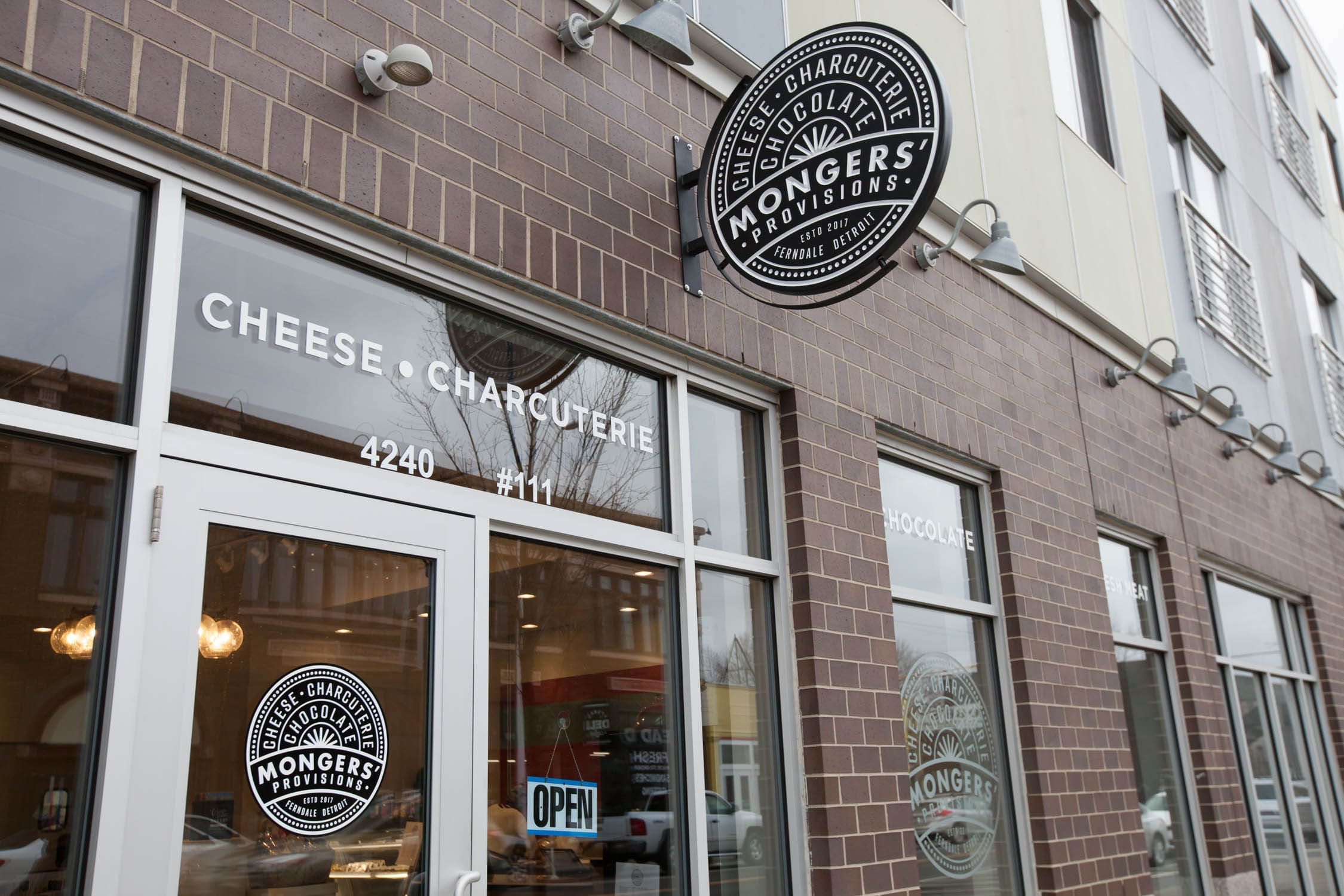 Brick building of Mongers store front