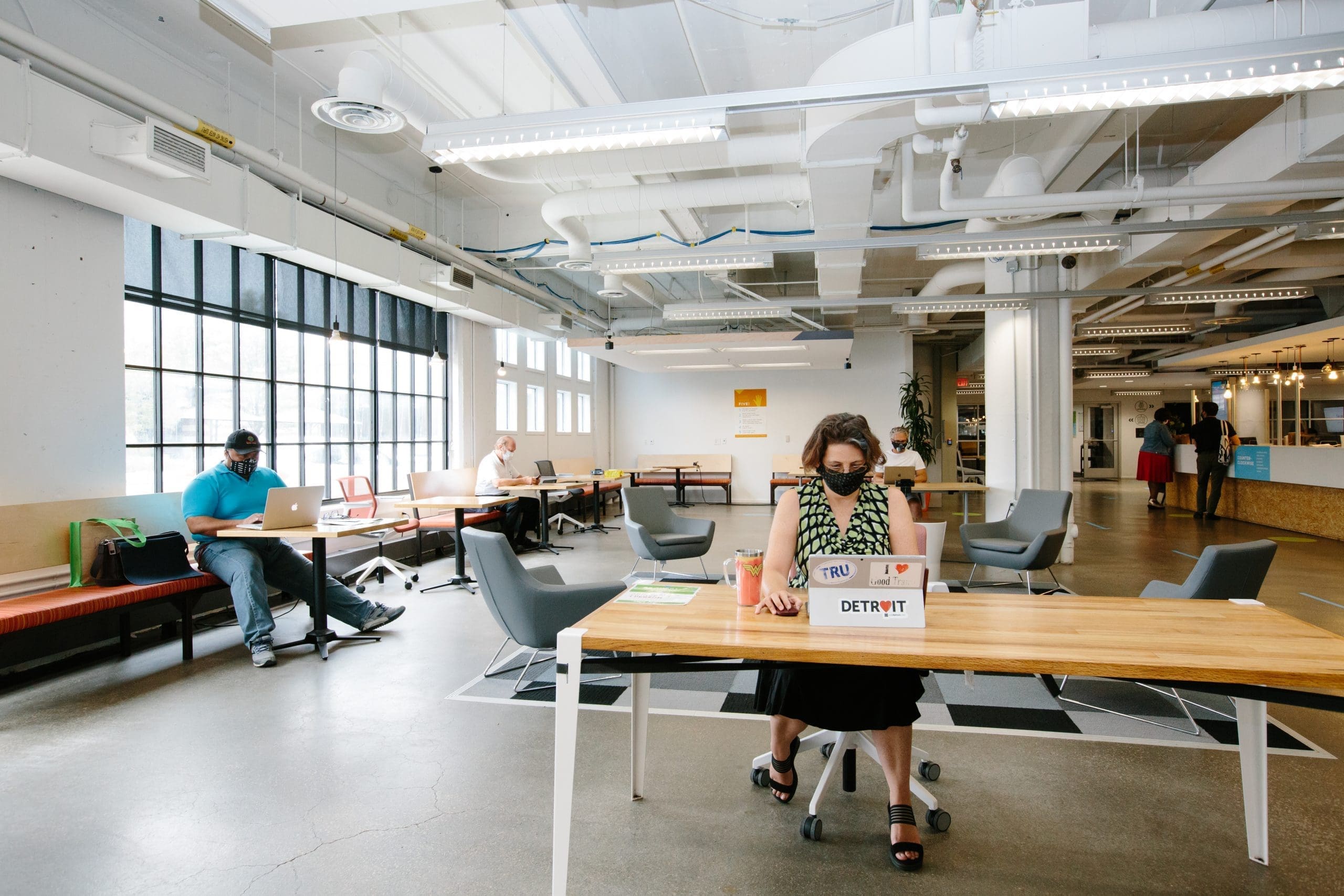 Coworking members working in TechTown coworking space