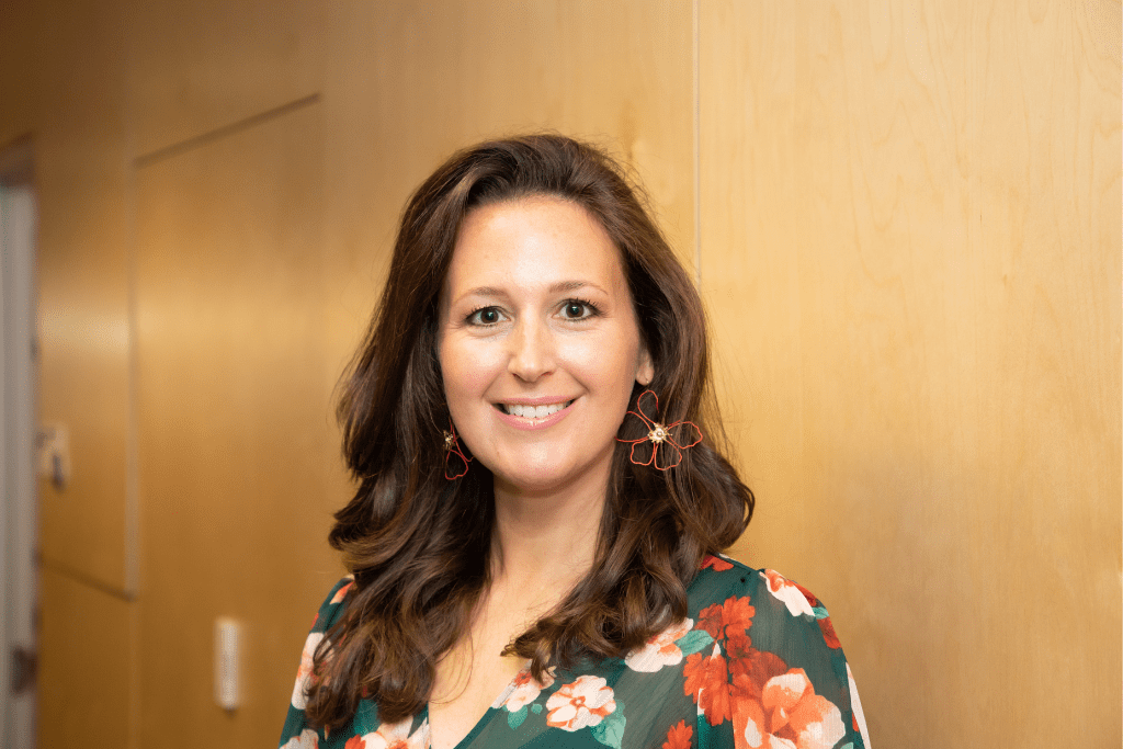 A headshot of a woman