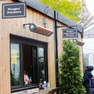 Mongers' Provisions and Estella's shops at the 2022 Bedrock Holiday Markets